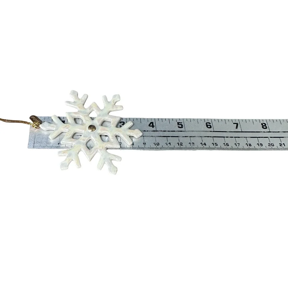 Lenox Fine China Iridescent Snowflake Ornament Gold Accent Tassel with Box USA